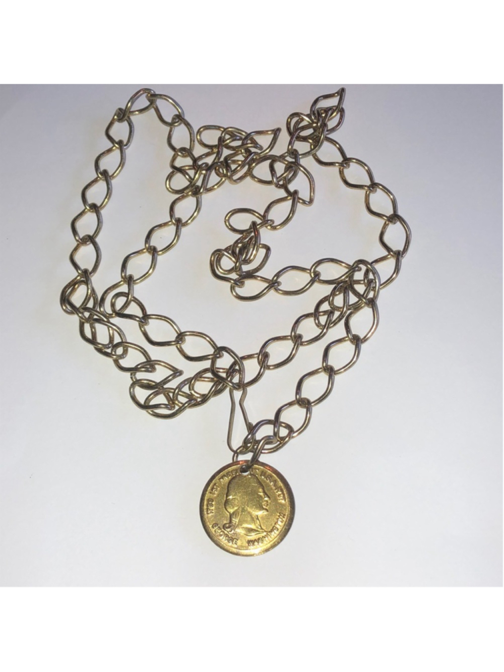 Vintage Brass George Washington Faux Coin Chain Belt